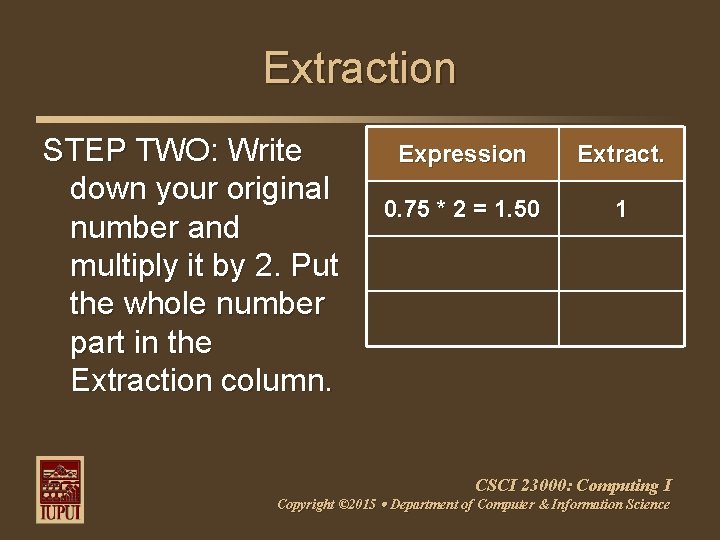 Extraction STEP TWO: Write down your original number and multiply it by 2. Put