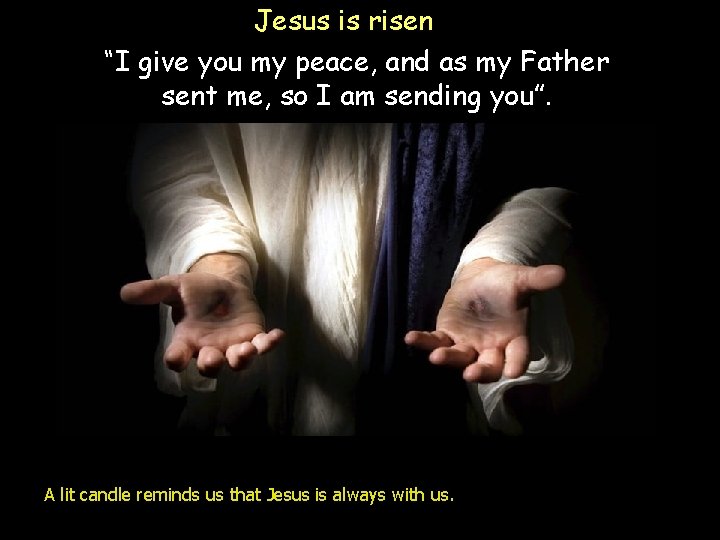 Jesus is risen “I give you my peace, and as my Father sent me,