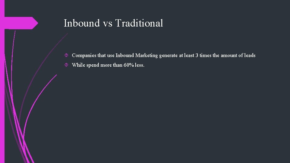 Inbound vs Traditional Companies that use Inbound Marketing generate at least 3 times the Inbound vs Traditional Companies that use Inbound Marketing generate at least 3 times the