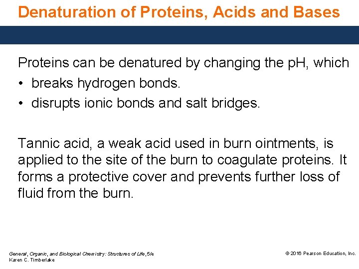 Denaturation of Proteins, Acids and Bases Proteins can be denatured by changing the p.
