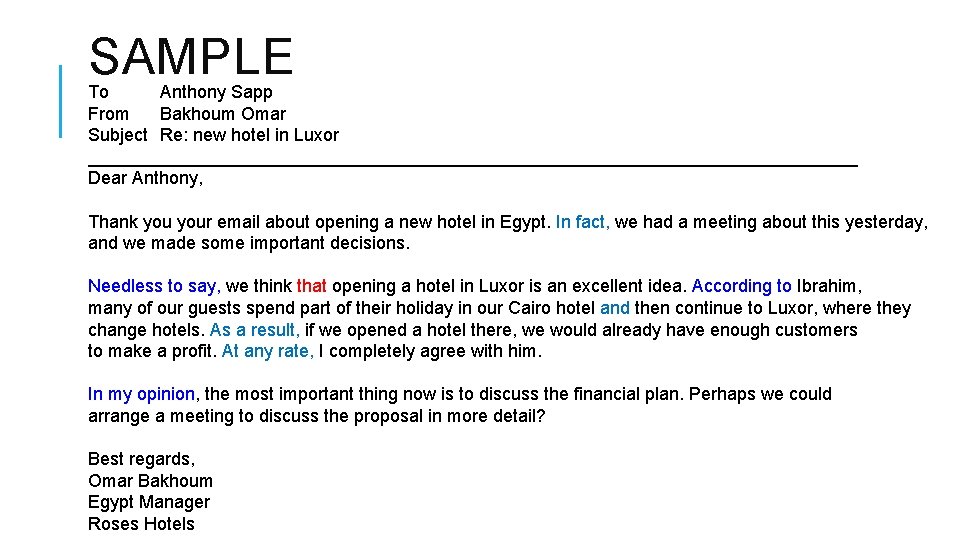 SAMPLE To Anthony Sapp From Bakhoum Omar Subject Re: new hotel in Luxor _______________________________________