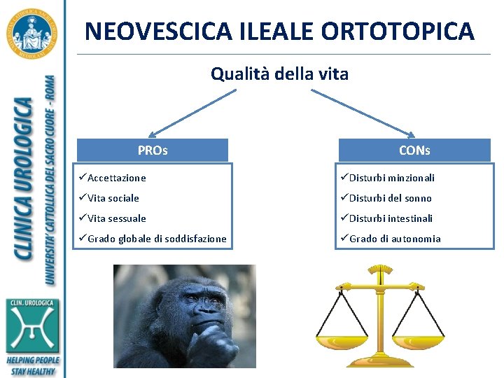 NEOVESCICA ILEALE ORTOTOPICA Qualità della vita PROs CONs üAccettazione üDisturbi minzionali üVita sociale üDisturbi