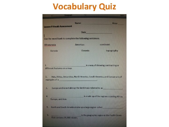 Vocabulary Quiz 