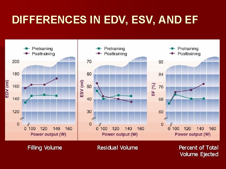 DIFFERENCES IN EDV, ESV, AND EF Filling Volume Residual Volume Percent of Total Volume