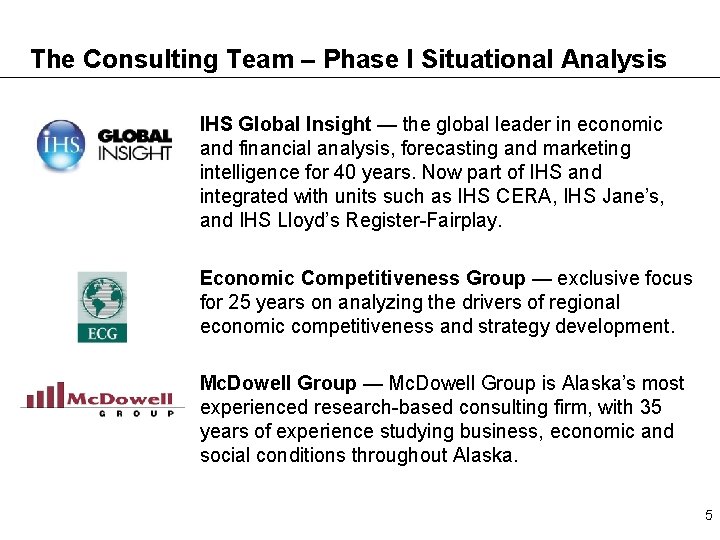 The Consulting Team – Phase I Situational Analysis IHS Global Insight — the global