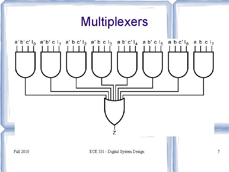 Multiplexers Fall 2010 ECE 331 - Digital System Design 7 