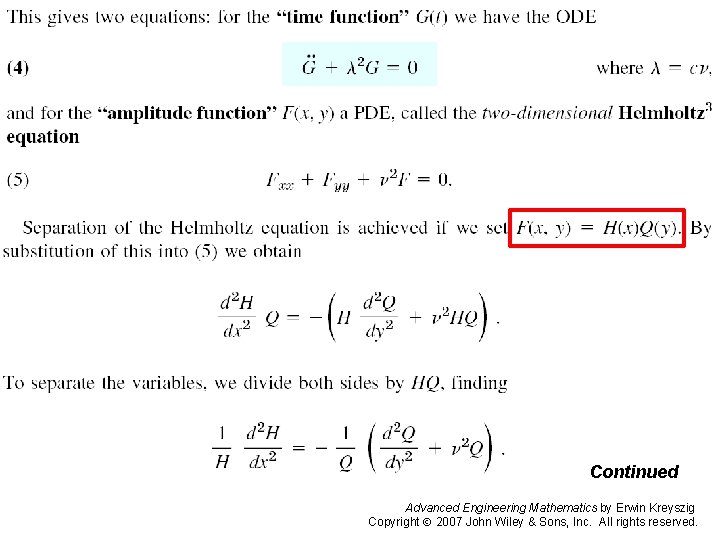 Pages 572 -573 b Continued Advanced Engineering Mathematics by Erwin Kreyszig Copyright 2007 John