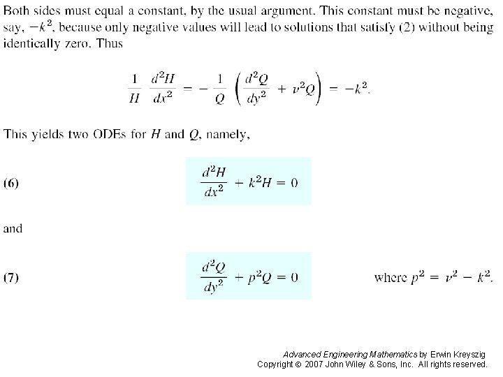 Pages 572 -573 c Advanced Engineering Mathematics by Erwin Kreyszig Copyright 2007 John Wiley