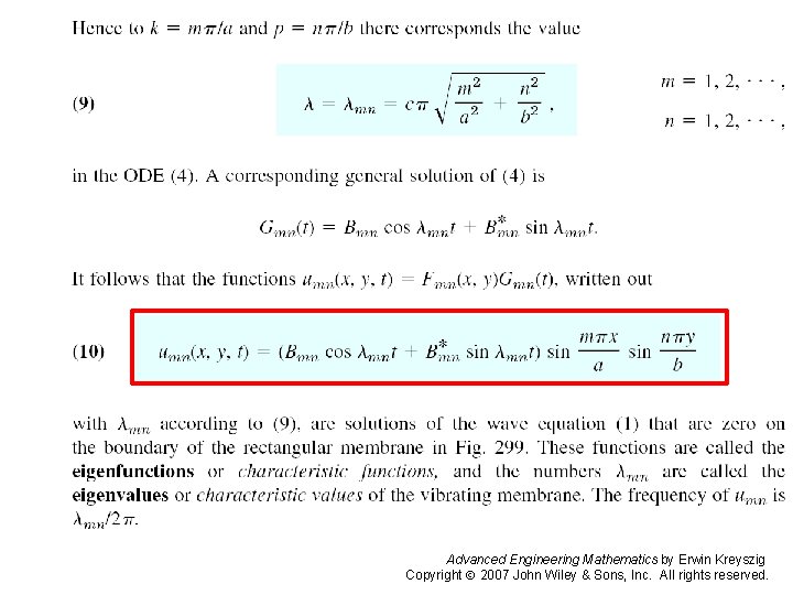 Pages 573 -574 c Advanced Engineering Mathematics by Erwin Kreyszig Copyright 2007 John Wiley