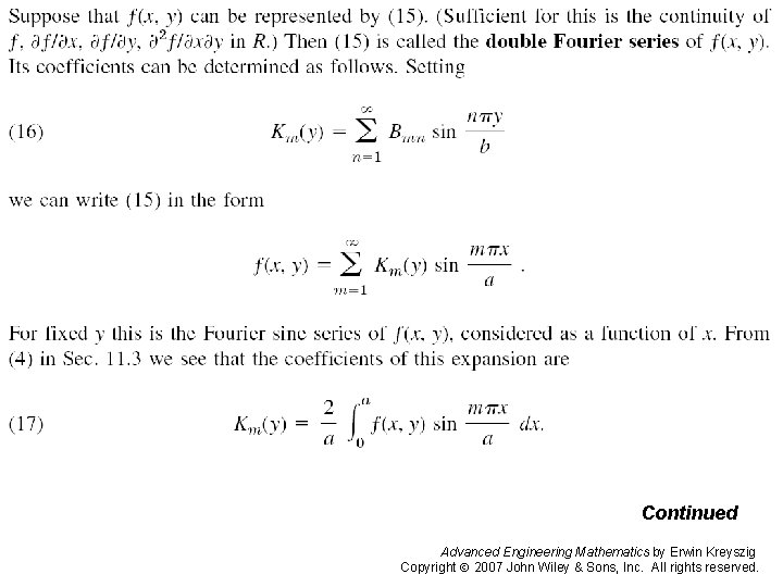 Pages 576 -577 b Continued Advanced Engineering Mathematics by Erwin Kreyszig Copyright 2007 John