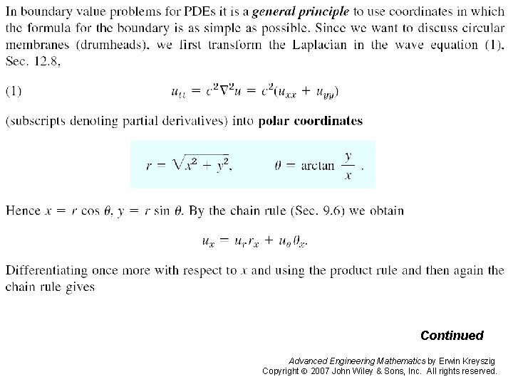 Pages 579 -580 a Continued Advanced Engineering Mathematics by Erwin Kreyszig Copyright 2007 John