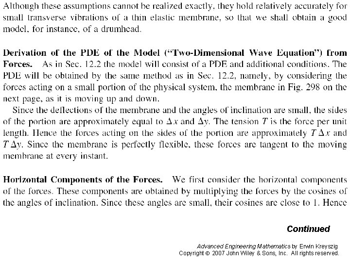 Pages 569 -571 b Continued Advanced Engineering Mathematics by Erwin Kreyszig Copyright 2007 John