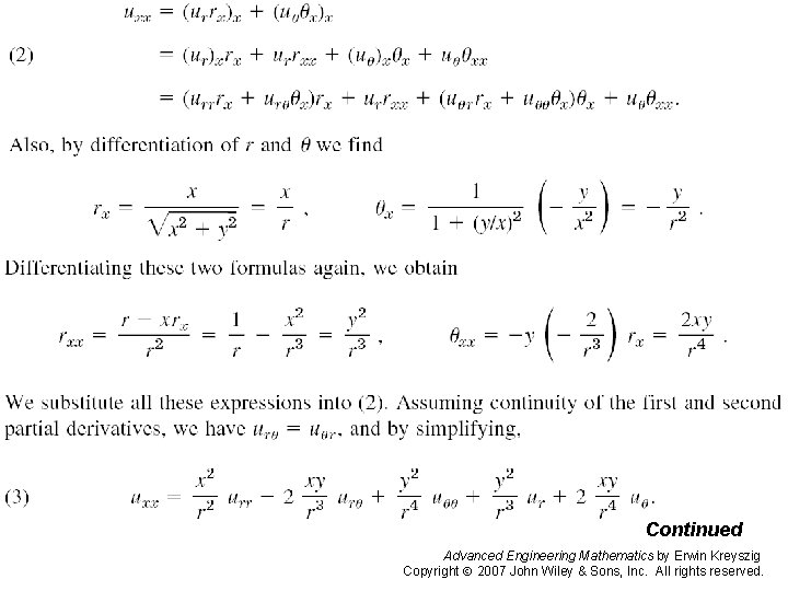 Pages 579 -580 b Continued Advanced Engineering Mathematics by Erwin Kreyszig Copyright 2007 John