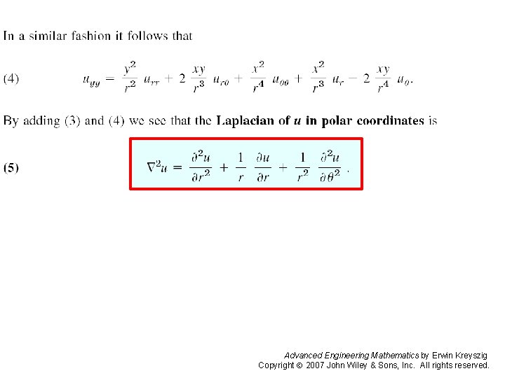 Pages 579 -580 c Advanced Engineering Mathematics by Erwin Kreyszig Copyright 2007 John Wiley