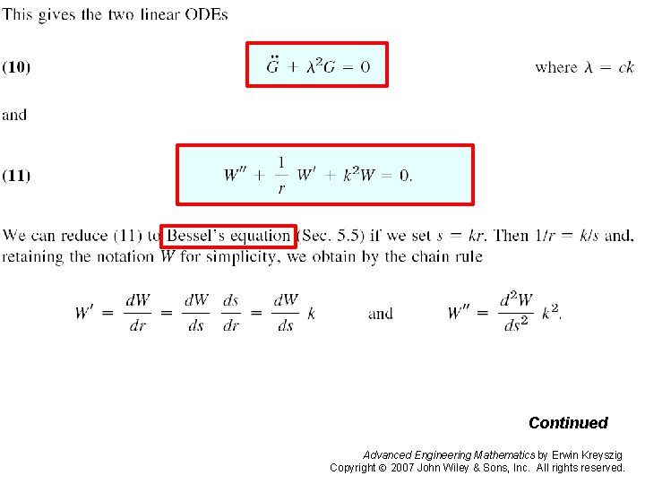 Page 581 b Continued Advanced Engineering Mathematics by Erwin Kreyszig Copyright 2007 John Wiley