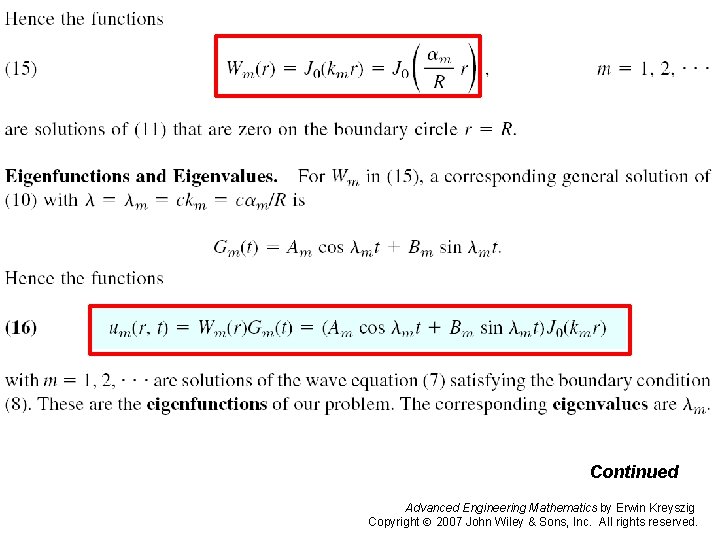 Pages 581 -583 b Continued Advanced Engineering Mathematics by Erwin Kreyszig Copyright 2007 John