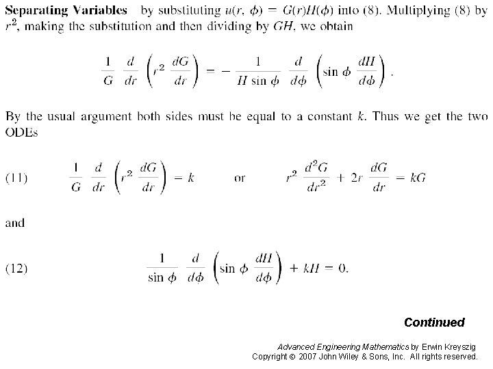 Pages 589 -590 a Continued Advanced Engineering Mathematics by Erwin Kreyszig Copyright 2007 John