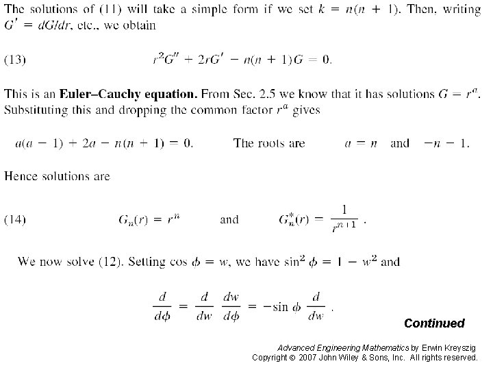 Pages 589 -590 b Continued Advanced Engineering Mathematics by Erwin Kreyszig Copyright 2007 John