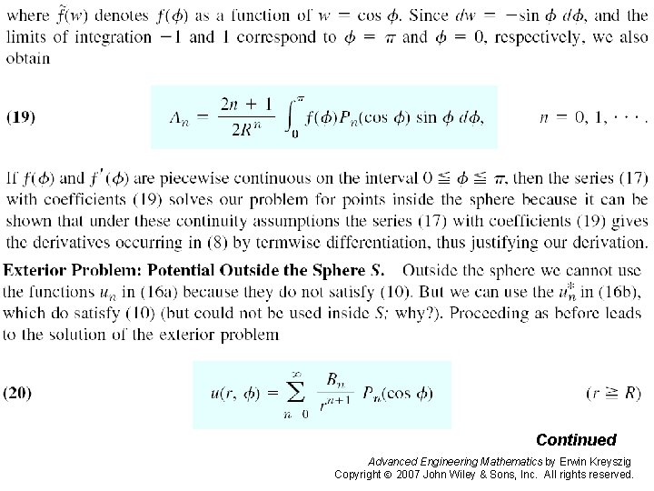 Pages 590 -591 b Continued Advanced Engineering Mathematics by Erwin Kreyszig Copyright 2007 John