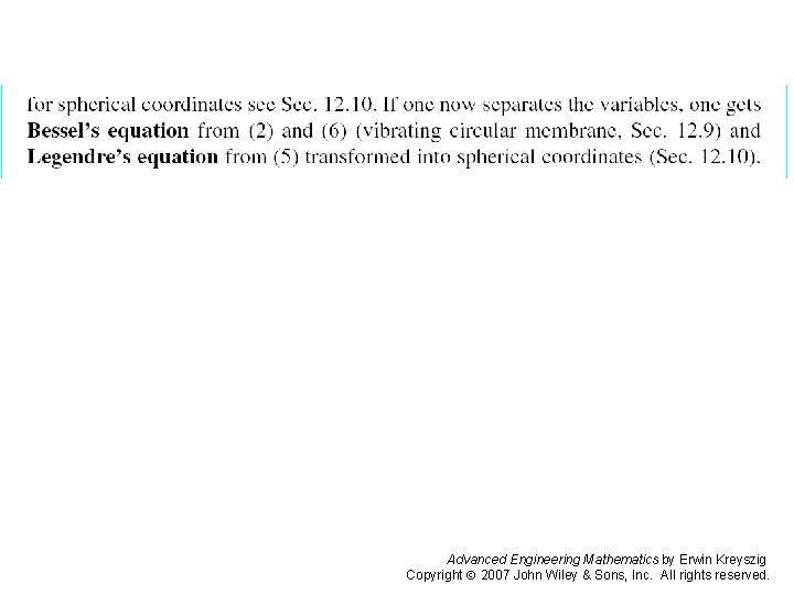 Pages 598 -599 d Advanced Engineering Mathematics by Erwin Kreyszig Copyright 2007 John Wiley