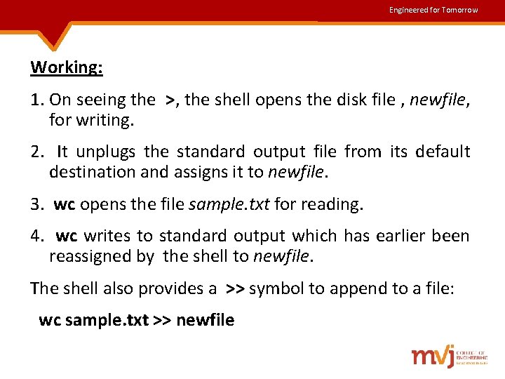 Engineered for Tomorrow Working: 1. On seeing the >, the shell opens the disk Engineered for Tomorrow Working: 1. On seeing the >, the shell opens the disk