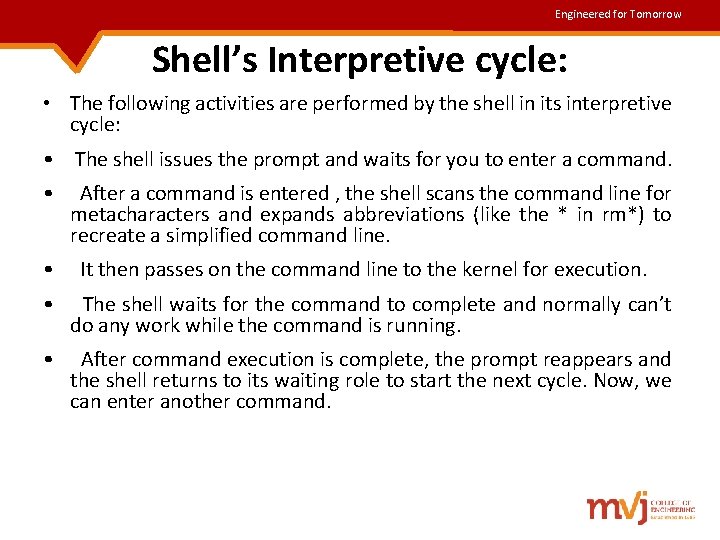 Engineered for Tomorrow Shell’s Interpretive cycle: • The following activities are performed by the Engineered for Tomorrow Shell’s Interpretive cycle: • The following activities are performed by the