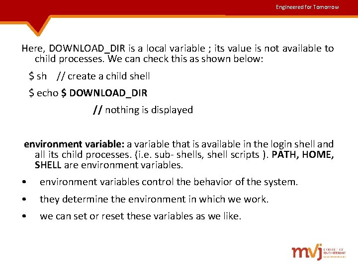 Engineered for Tomorrow Here, DOWNLOAD_DIR is a local variable ; its value is not Engineered for Tomorrow Here, DOWNLOAD_DIR is a local variable ; its value is not