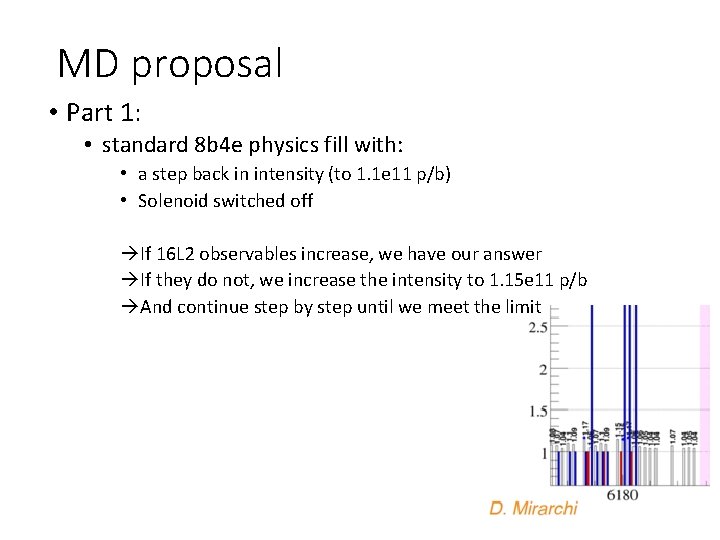 MD proposal • Part 1: • standard 8 b 4 e physics fill with: