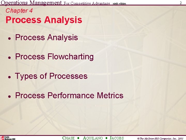 Operations Management Chapter 4 For Competitive Advantage ninth edition 2 Process Analysis · Process