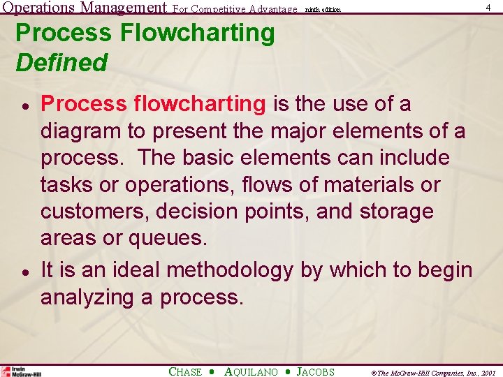 Operations Management For Competitive Advantage 4 ninth edition Process Flowcharting Defined · · Process