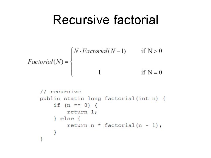 Recursive factorial 