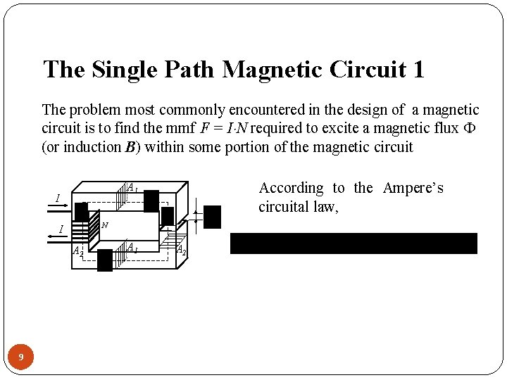 The Single Path Magnetic Circuit 1 The problem most commonly encountered in the design