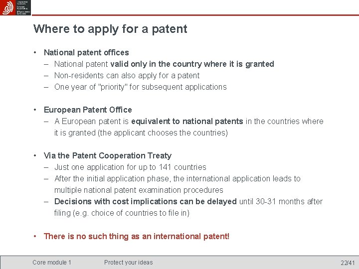 Where to apply for a patent • National patent offices – National patent valid