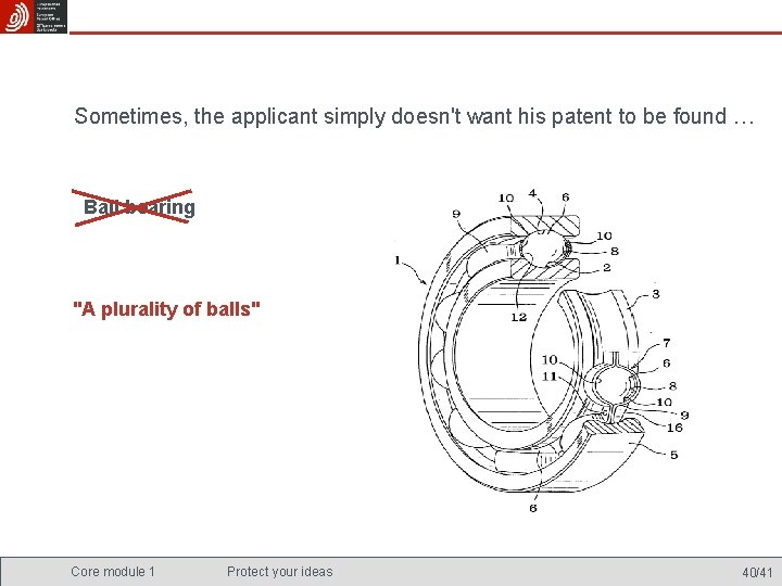 Sometimes, the applicant simply doesn't want his patent to be found … Ball bearing