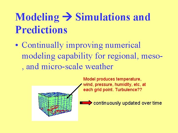 Modeling Simulations and Predictions • Continually improving numerical modeling capability for regional, meso, and Modeling Simulations and Predictions • Continually improving numerical modeling capability for regional, meso, and