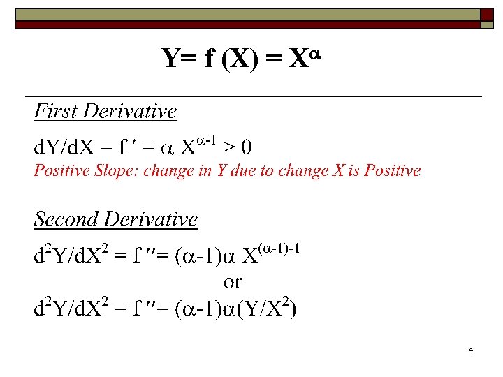 Y= f (X) = X 4 