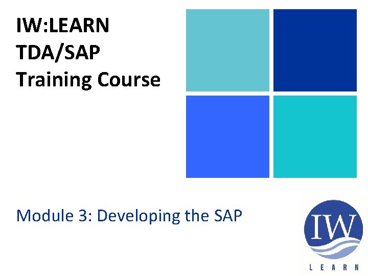 IW: LEARN TDA/SAP Training Course Module 3: Developing the SAP 