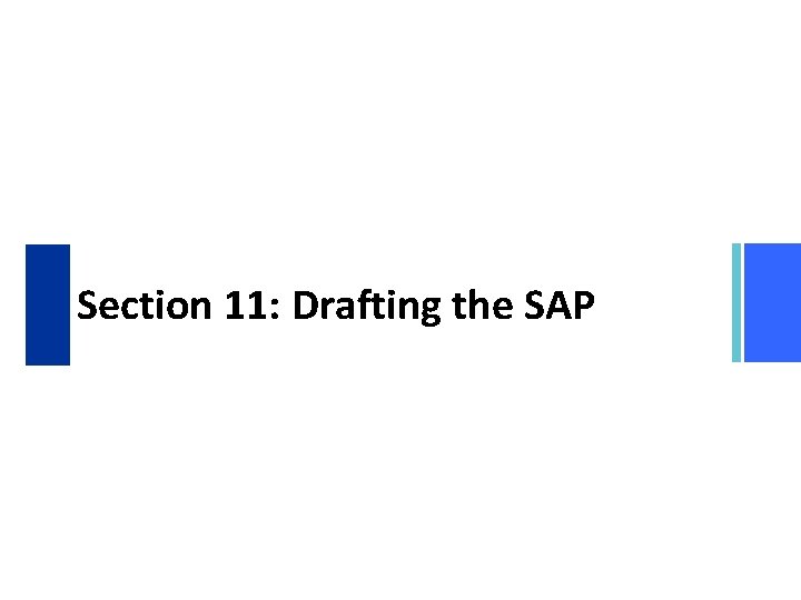 Section 11: Drafting the SAP 