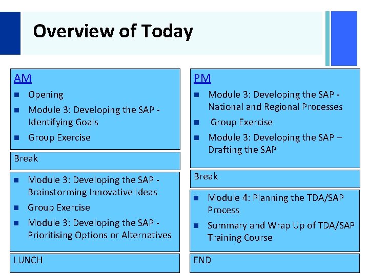 + Overview of Today AM n n n Opening Module 3: Developing the SAP