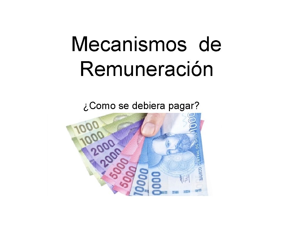 Mecanismos de Remuneración ¿Como se debiera pagar? 