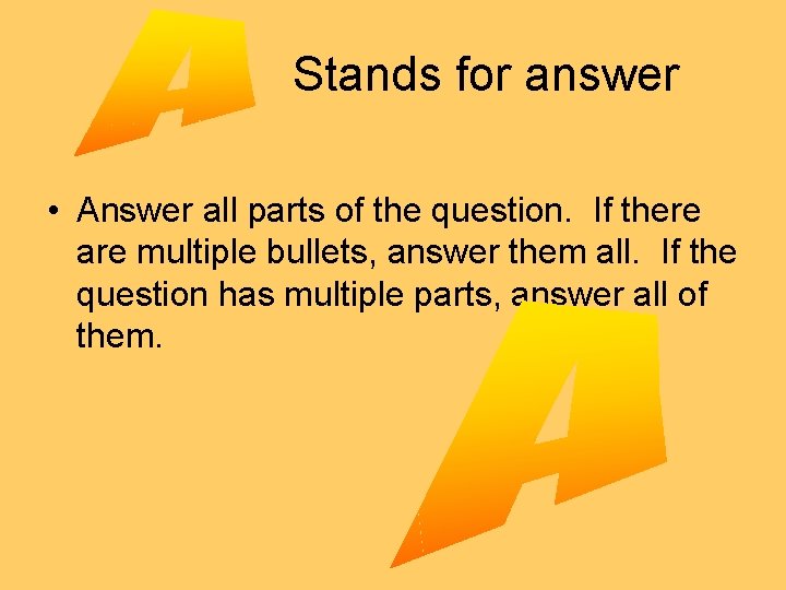 Stands for answer • Answer all parts of the question. If there are multiple