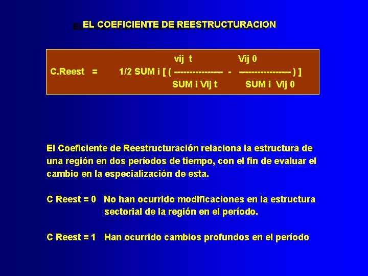 COEFICIENTE REESTRUCTURACION ELEL COEFICIENTE DEDE REESTRUCTURACION C. Reest = vij t Vij 0 1/2