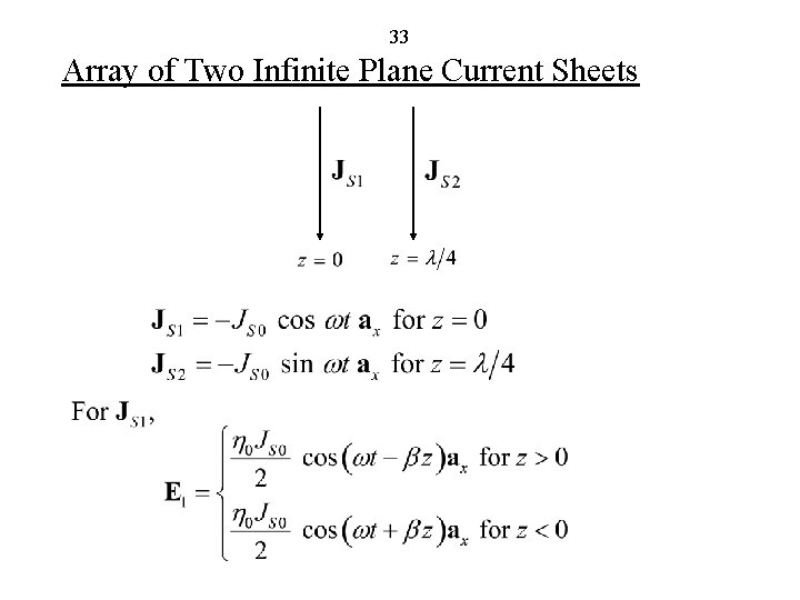 33 Array of Two Infinite Plane Current Sheets 