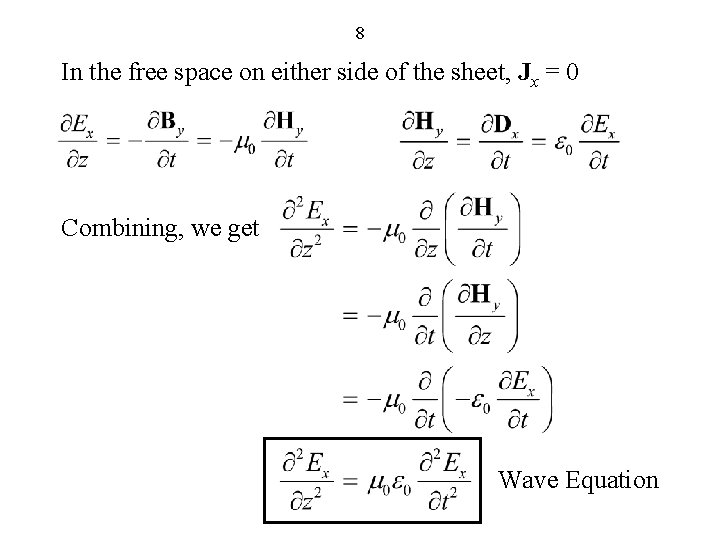 8 In the free space on either side of the sheet, Jx = 0