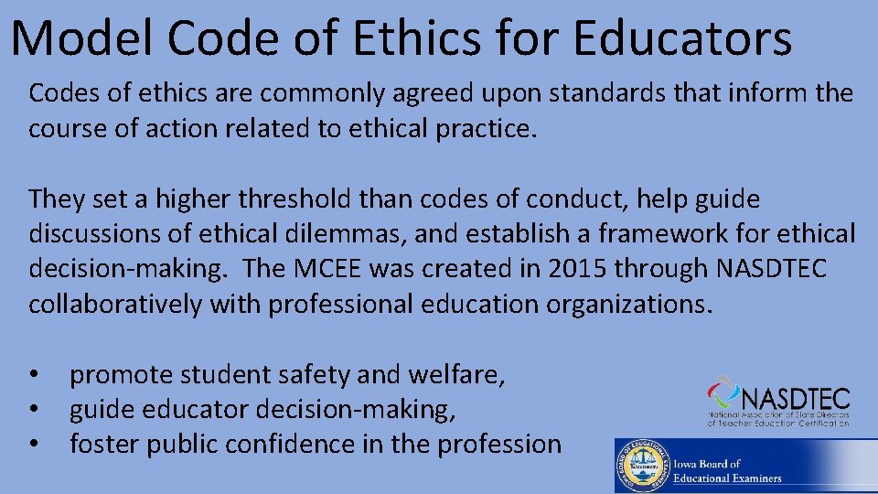 Educator Ethics Iowa Board Of Educational Examiners Why