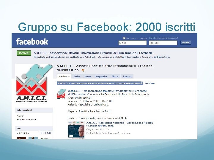 Gruppo su Facebook: 2000 iscritti 