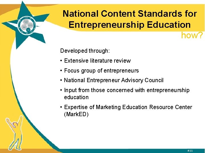 National Content Standards for Entrepreneurship Education how? Developed through: • Extensive literature review •