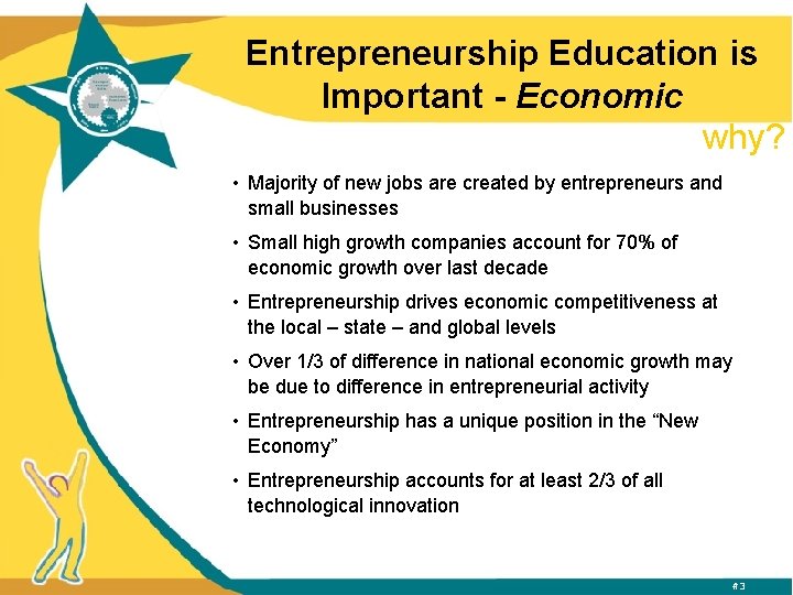 Entrepreneurship Education is Important - Economic why? • Majority of new jobs are created