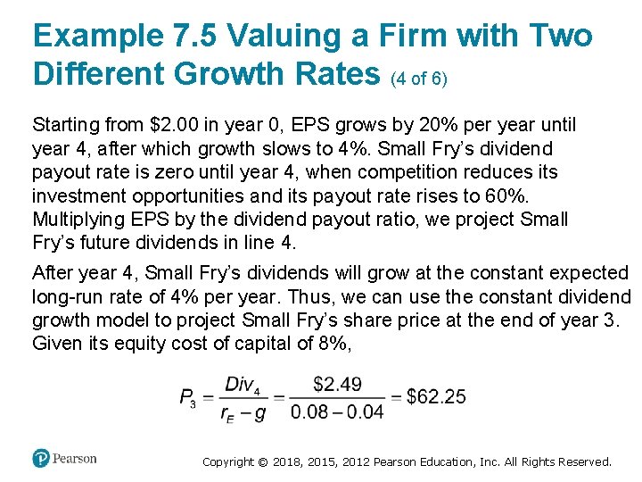 Example 7. 5 Valuing a Firm with Two Different Growth Rates (4 of 6)