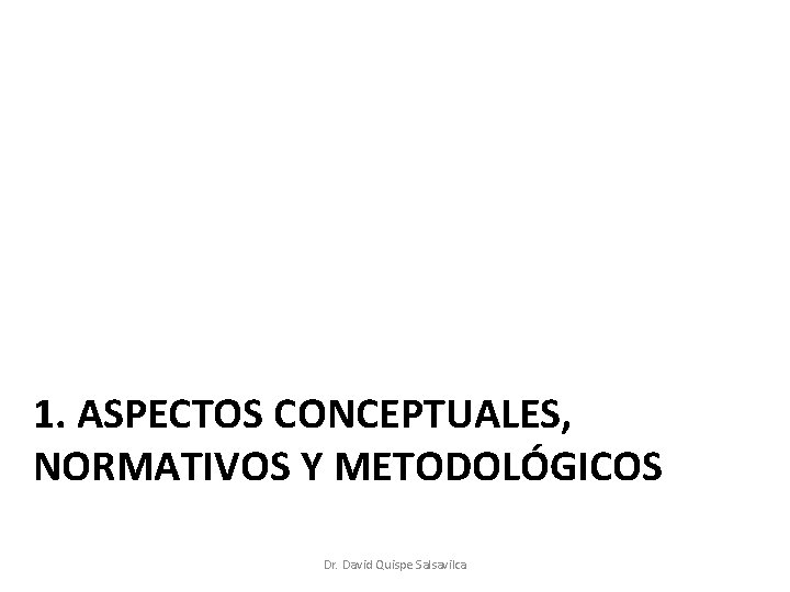 1. ASPECTOS CONCEPTUALES, NORMATIVOS Y METODOLÓGICOS Dr. David Quispe Salsavilca 